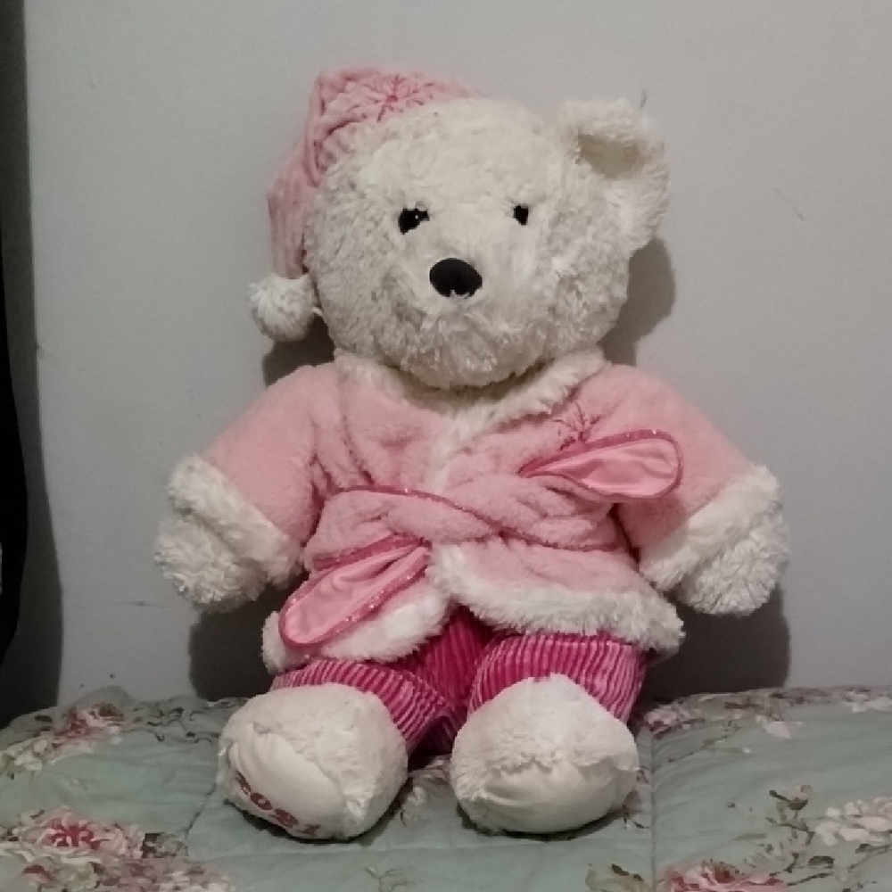 Pink and White 2021 Teddy Bear with Hat and Robe